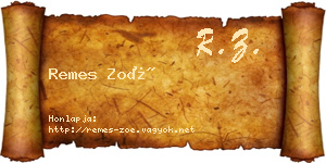 Remes Zoé névjegykártya